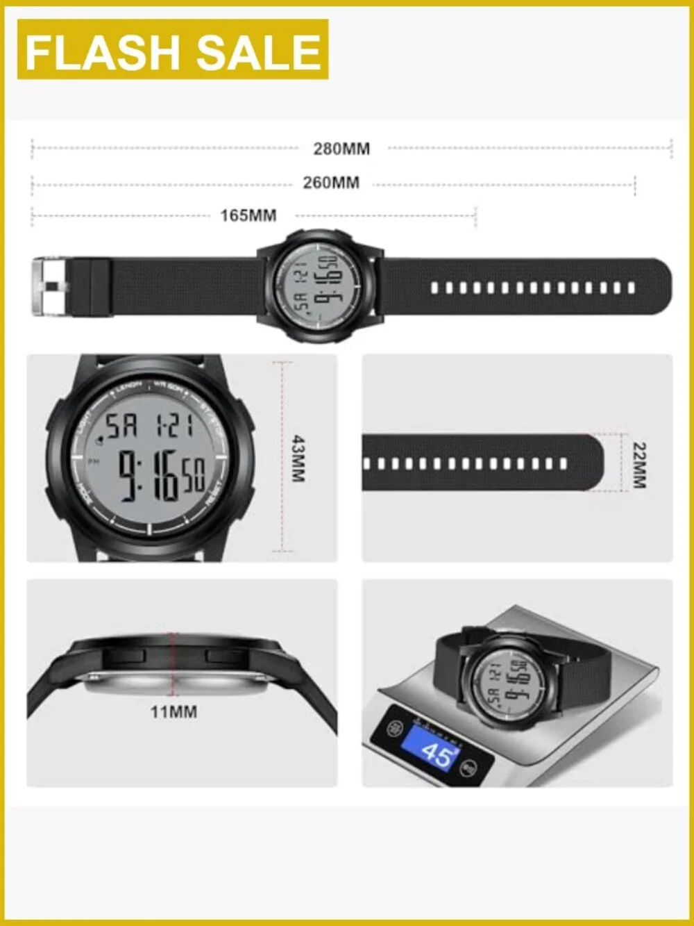 Men's Ultra Thin Sports Digital Watch Waterproof LED
